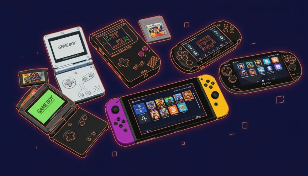 Jogos de consoles portáteis como Game Boy, Game Gear, GBA, PSP, PS Vita, DS, 3DS e Nintendo Switch no Kala Station
